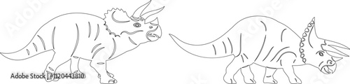 dinosaurs walking sketch on white background, vector