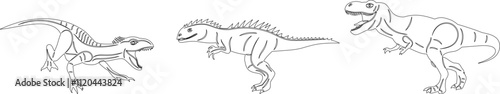 dinosaurs sketch on white background, vector