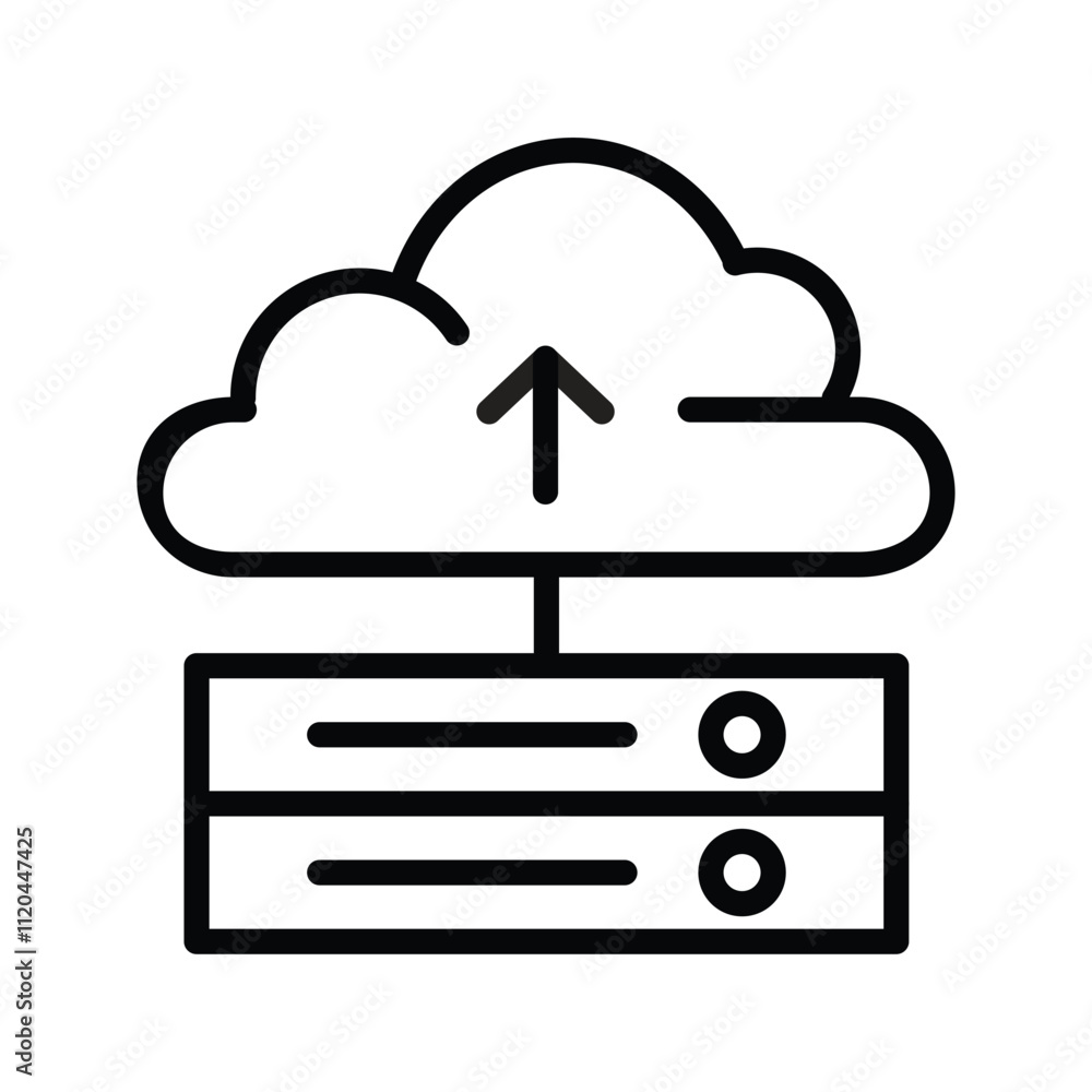 technology line icon, cloud hosting icon vector technology line icon, cloud hosting icon vector