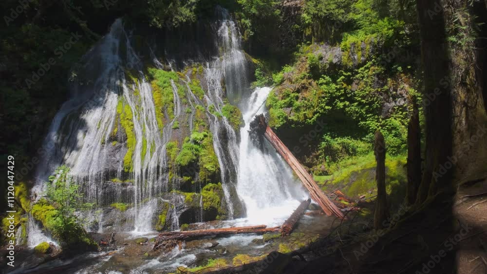 Sunlit Waterfall in the Lush Oregon Forest Sunlit Waterfall in the Lush Oregon Forest