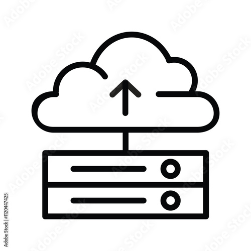 technology line icon, cloud hosting icon vector