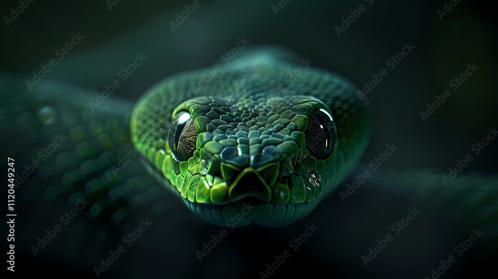 Fototapeta premium green snake close up