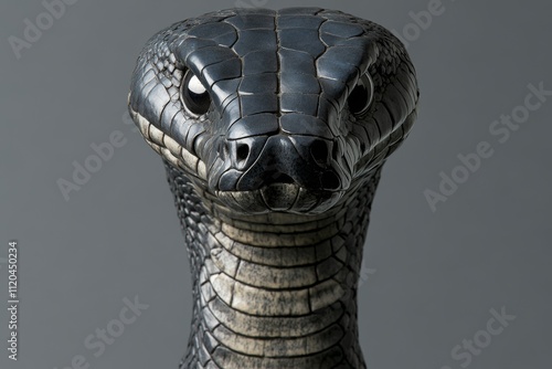 A cobra tattoo with deep shading and an aggressive look. photo