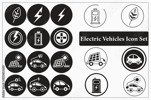 Electric Vehicles' modern Hybrid icons set, a minimalist silhouette, vector, illustration, isolated. Adobe Illustrator Artwork.