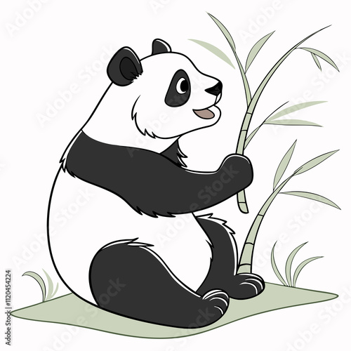 Panda vector silhouette,isolated white background photo