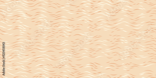 Wave lines nude gentle pattern. Beige girly curve print. Cute waves background