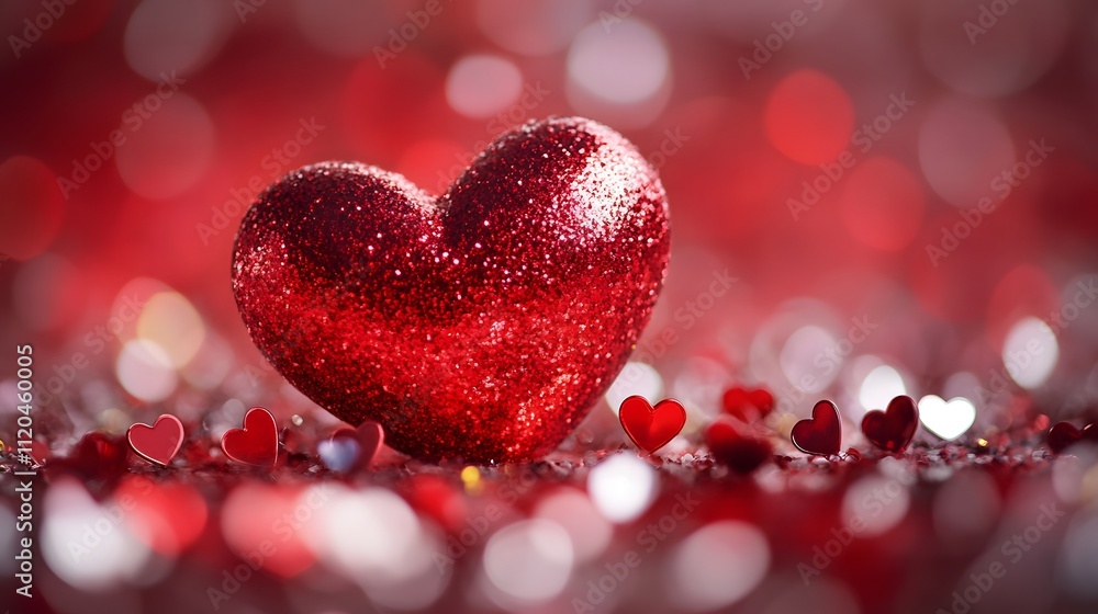 Red Glitter Heart Amidst Sparkling Valentine Hearts Red Glitter Heart Amidst Sparkling Valentine Hearts