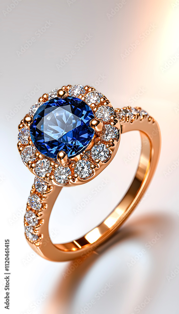 Ring with diamonds and a blue gem. Ring with diamonds and a blue gem.