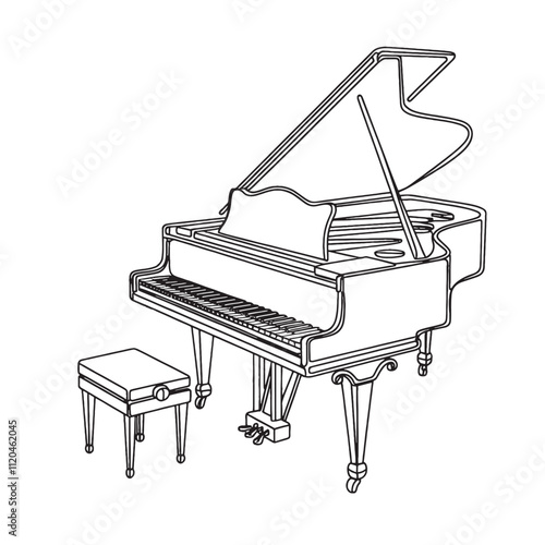 Piano drawing lineart.