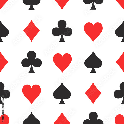 Card suit seamless pattern. 3D card suit. Vector illustration