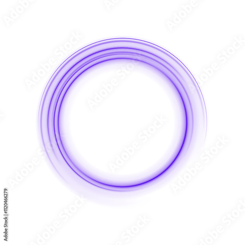 Light Purple Luminous Circle. Elegant Frame for Stylish Visuals. Futuristic graphic element for social media stories. Ellipse shimmery color. Swirl effect curve. Neon circle frame. Illuminate frame