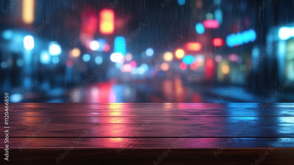 Serene Night Reflections on an Empty Table in a Dimly Lit Street Serene Night Reflections on an Empty Table in a Dimly Lit Street
