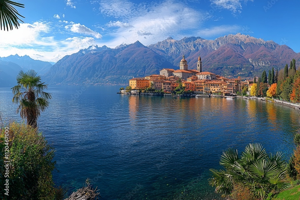 Fototapeta premium The townscape of Ascona, Switzerland, situated along the shores of Lake Maggiore.