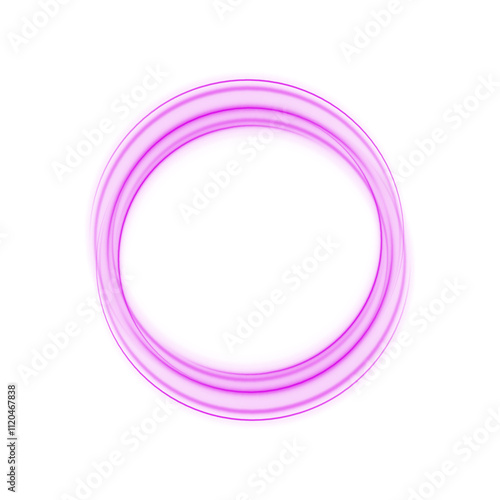 Light Purple Neon Ring: Circular Glow with Movement and Speed Effect for Dynamic Visuals and Web Design. Futuristic graphic element for social media stories. Ellipse shimmery color. Swirl effect curve