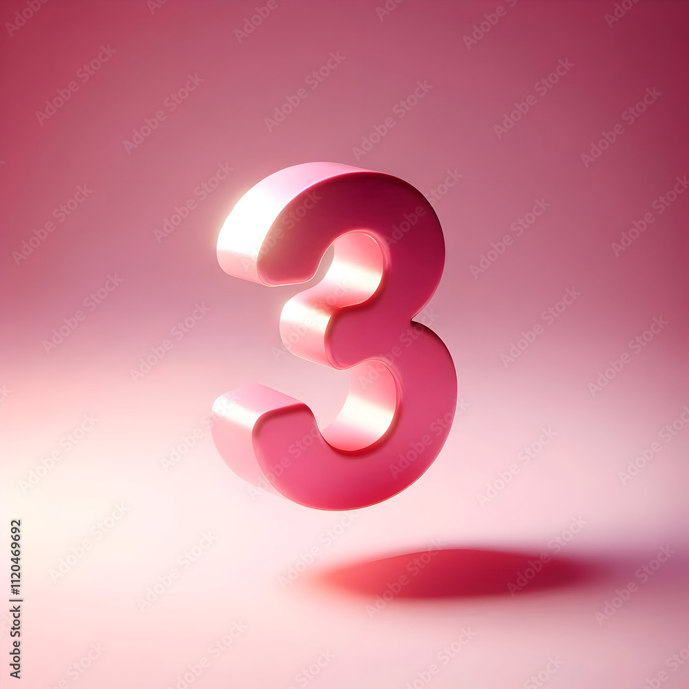 3d pink number 3 isolated 3d pink number 3 isolated