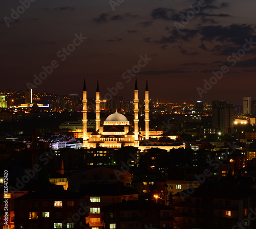 Photography A night view of Ankara, the capital of Turkey