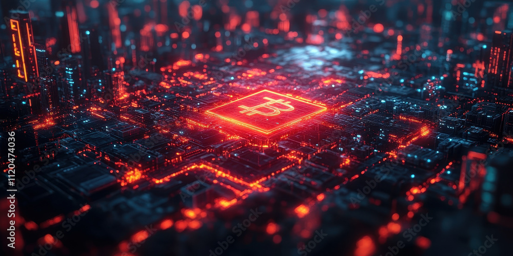 Naklejka premium Digital Wallet Innovation Illuminating Cryptocurrency Markets with Simplified Blockchain Access