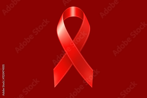 Red awareness ribbon for World AIDS Day photo