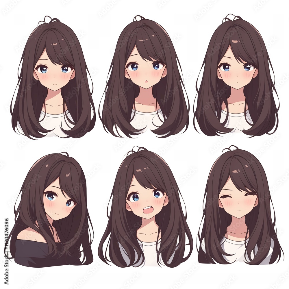 アニメ調の美少女の切り抜き用素材 アニメ調の美少女の切り抜き用素材