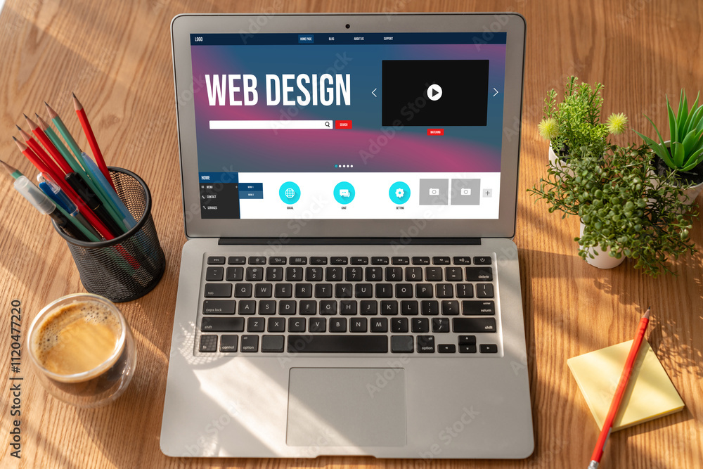 Fototapeta premium Website design software provide modish template for online retail business and e-commerce