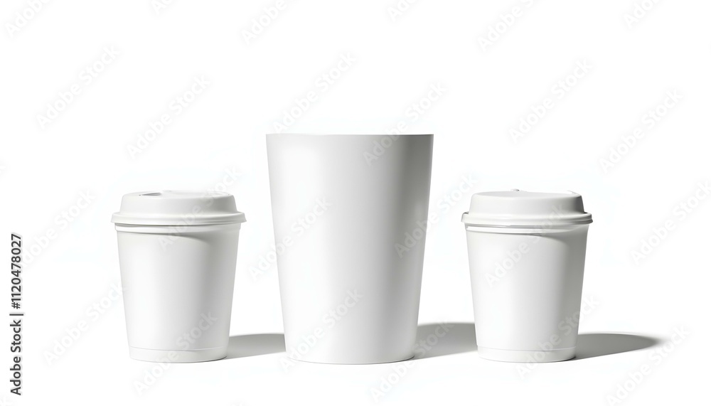 Three sizes blank take away coffee cups isolated on white background including clipping path. Blank takeaway medium coffee cup mockup or mock up template side view isolated on white background Three sizes blank take away coffee cups isolated on white background including clipping path. Blank takeaway medium coffee cup mockup or mock up template side view isolated on white background