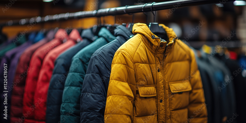 Colorful Loungewear Jacket Collection on Clothing Rack in Retail Store Display Colorful Loungewear Jacket Collection on Clothing Rack in Retail Store Display