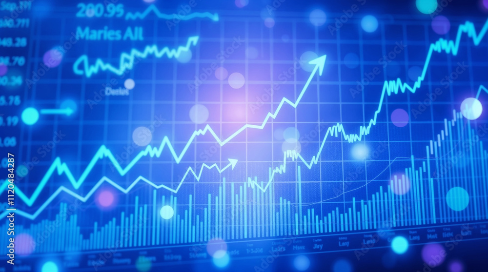 Futuristic financial charts market growth visualization Futuristic financial charts market growth visualization