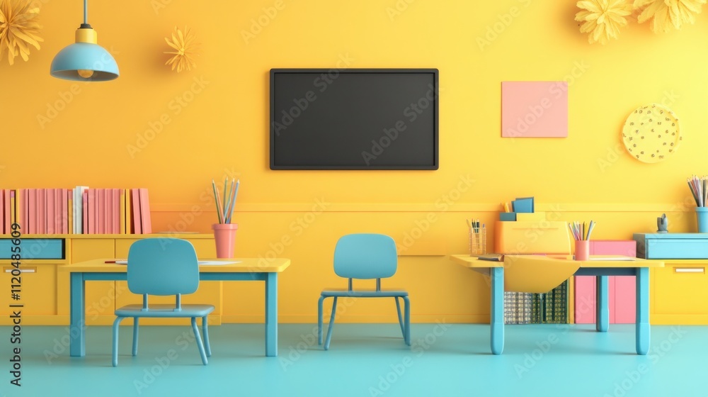 A laptop screen showing an online classroom with space for customization.
A laptop screen showing an online classroom with space for customization.