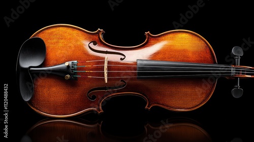 Polished violin on black background. (1) photo