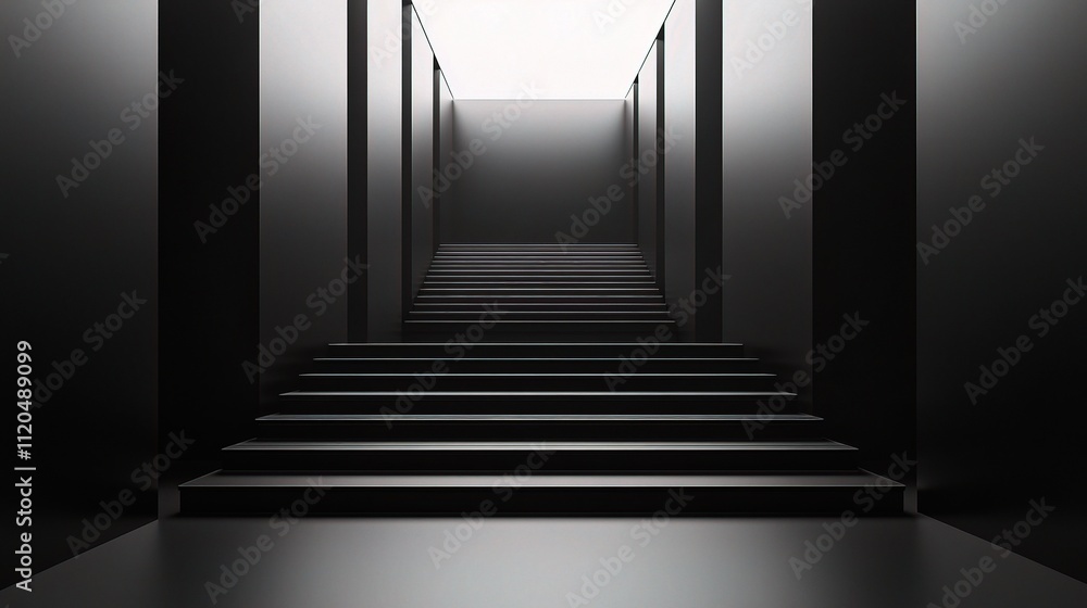Minimalist Black Abstract Gradient Stairs in a Modern Interior Space Minimalist Black Abstract Gradient Stairs in a Modern Interior Space