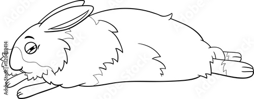 cartoon sleepy miniature rabbit animal character coloring page