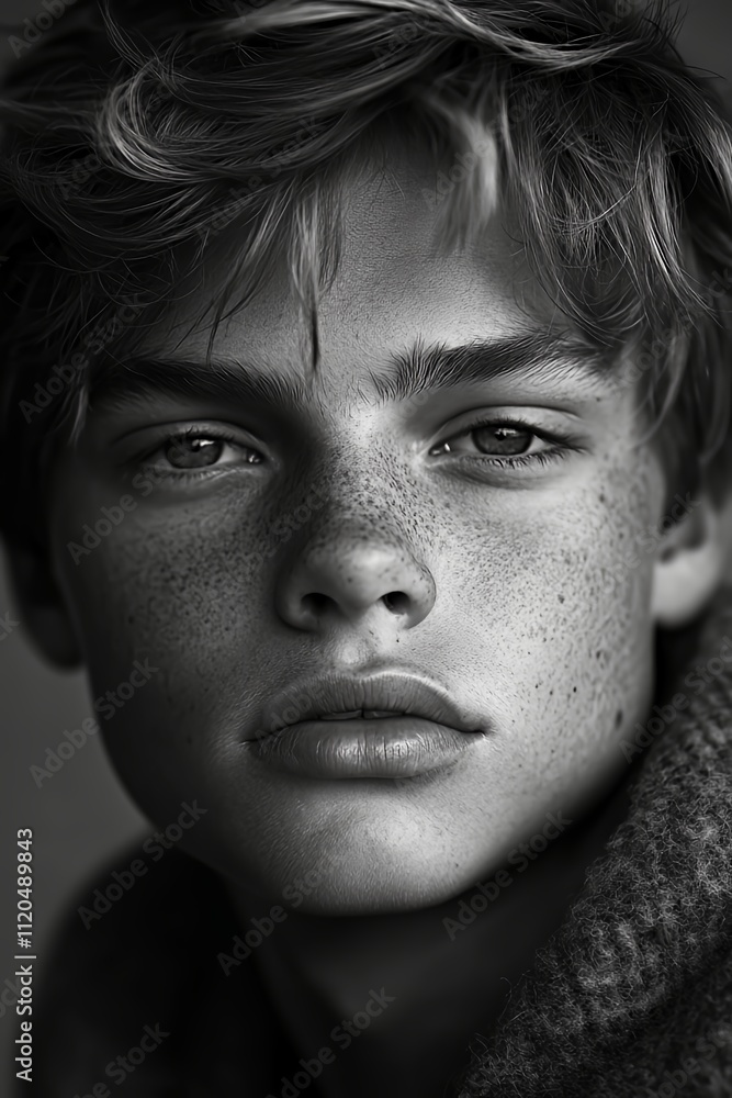 Young Male Model With Striking Features Poses in a Close-Up Portrait Showcasing Natural Beauty and Expressive Eyes Young Male Model With Striking Features Poses in a Close-Up Portrait Showcasing Natural Beauty and Expressive Eyes