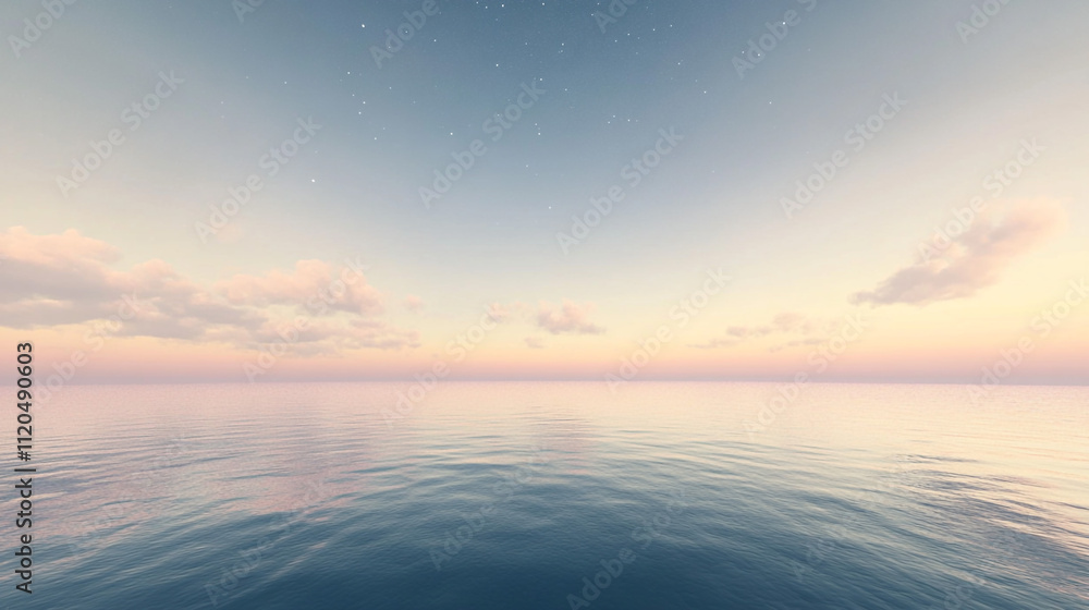 Obraz premium Serene Sunset Ocean Calm Water Pink Sky Peaceful Seascape