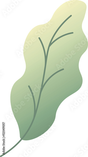 Green gradient leaf with clearly visible veins and organic shape representing nature, growth, and environmental concepts, perfect for projects related to ecology and sustainability