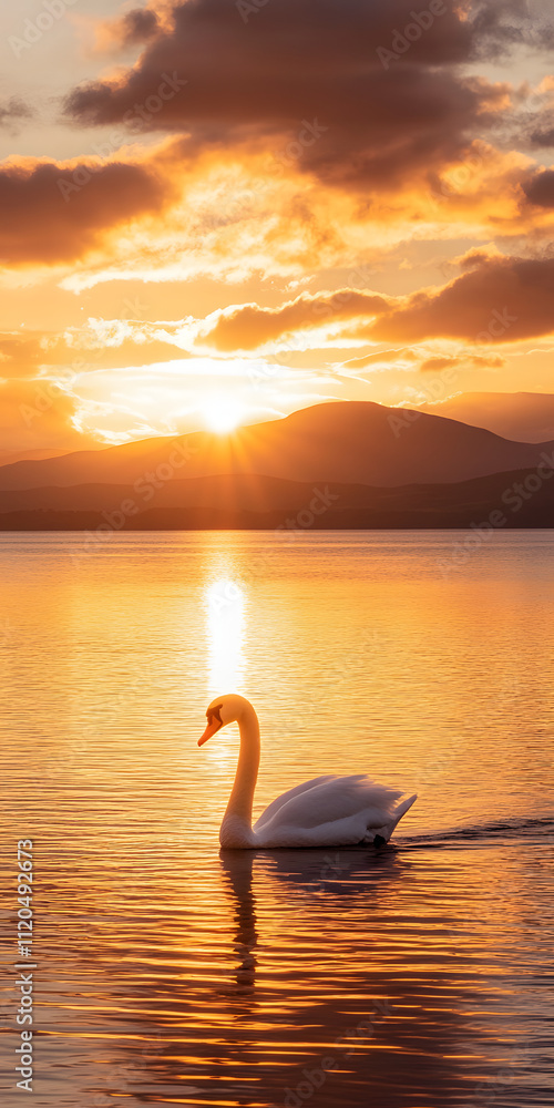 Fototapeta premium Cisne deslizante graciosamente em um lago