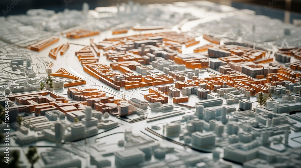 Naklejka premium A photo of an architectural model placed on an urban setting
