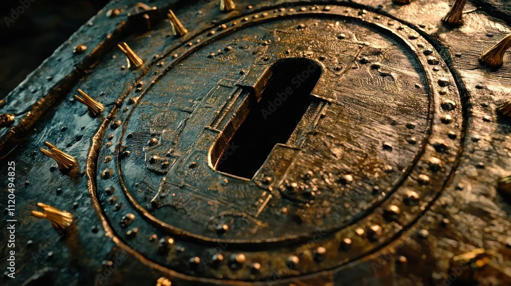 Fototapeta premium Close-up of an ornate, ancient lock mechanism.