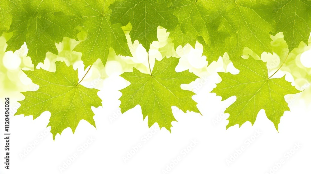 Bright green leaves against a soft white background. Bright green leaves against a soft white background.