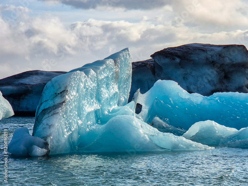 Melting glaciers and shimmering icebergs in a pristine Icelandic natural reserve