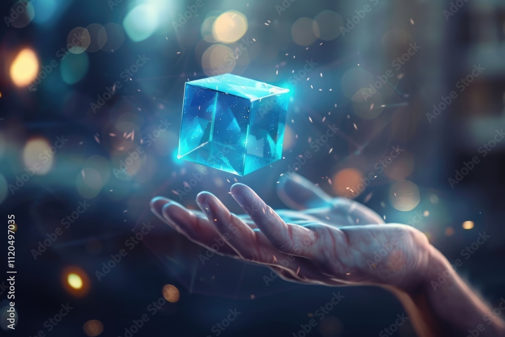 Fototapeta premium abstract 3d rendering of a flying cube