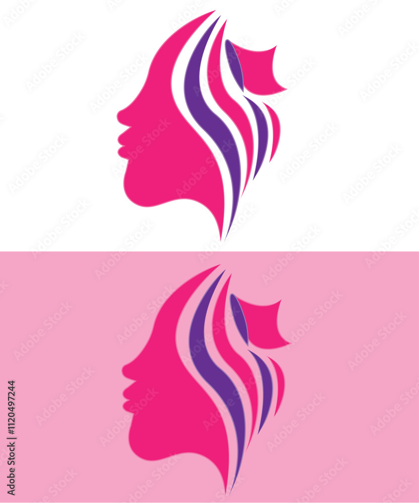 Beauty salon with butterfly, Beauty salon face logo, Hair salon logo design vector Beauty salon with butterfly, Beauty salon face logo, Hair salon logo design vector