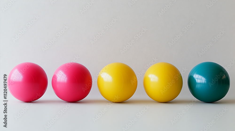 Colorful Fitness Balls Pink Yellow Teal Exercise Balls Colorful Fitness Balls Pink Yellow Teal Exercise Balls