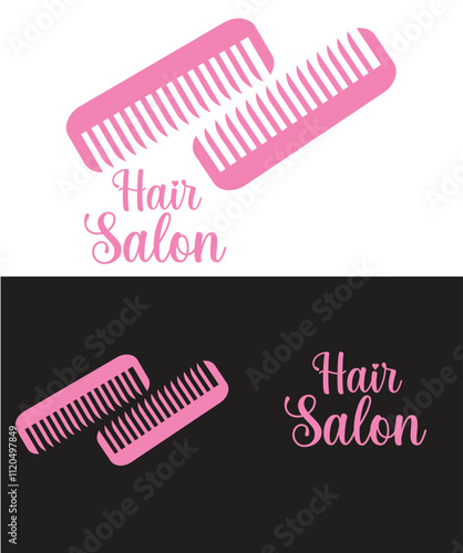 Hair salon comb logo, Hair comb logo vector illustration, Hair salon logo