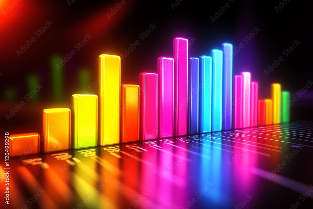 Fototapeta premium Neon Colors Bar Graph Indicating Business Profits