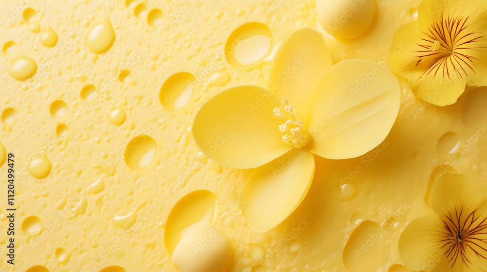 Yellow Flowers Resting on a Cheese Surface Yellow Flowers Resting on a Cheese Surface