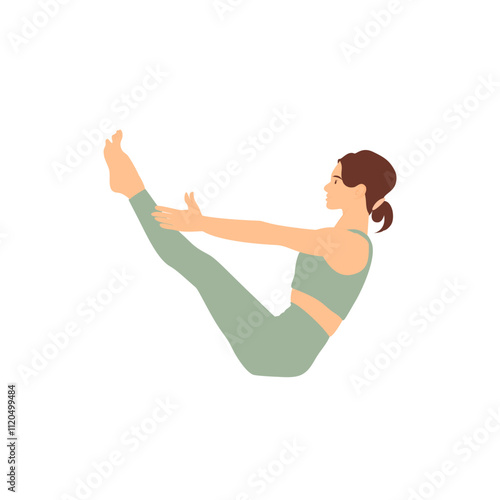 A woman is execising pilates