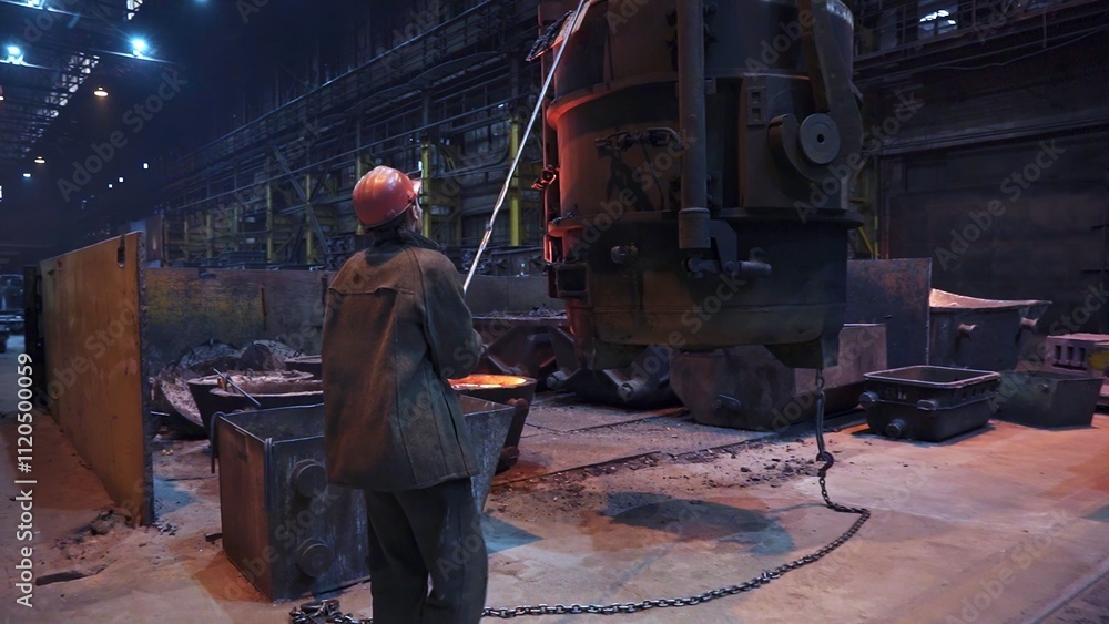 An Industrial Worker Concentrating on Operating Heavy Machinery Within a Factory Setting. Stock Clip An Industrial Worker Concentrating on Operating Heavy Machinery Within a Factory Setting. Stock Clip