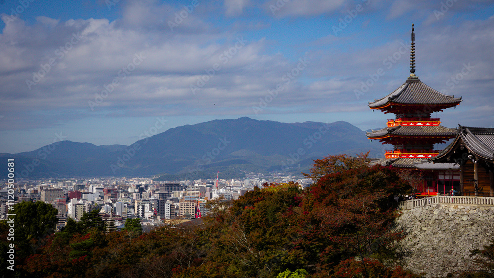 Kyoto city skyline with traditional pagode on an autumn day Kyoto city skyline with traditional pagode on an autumn day