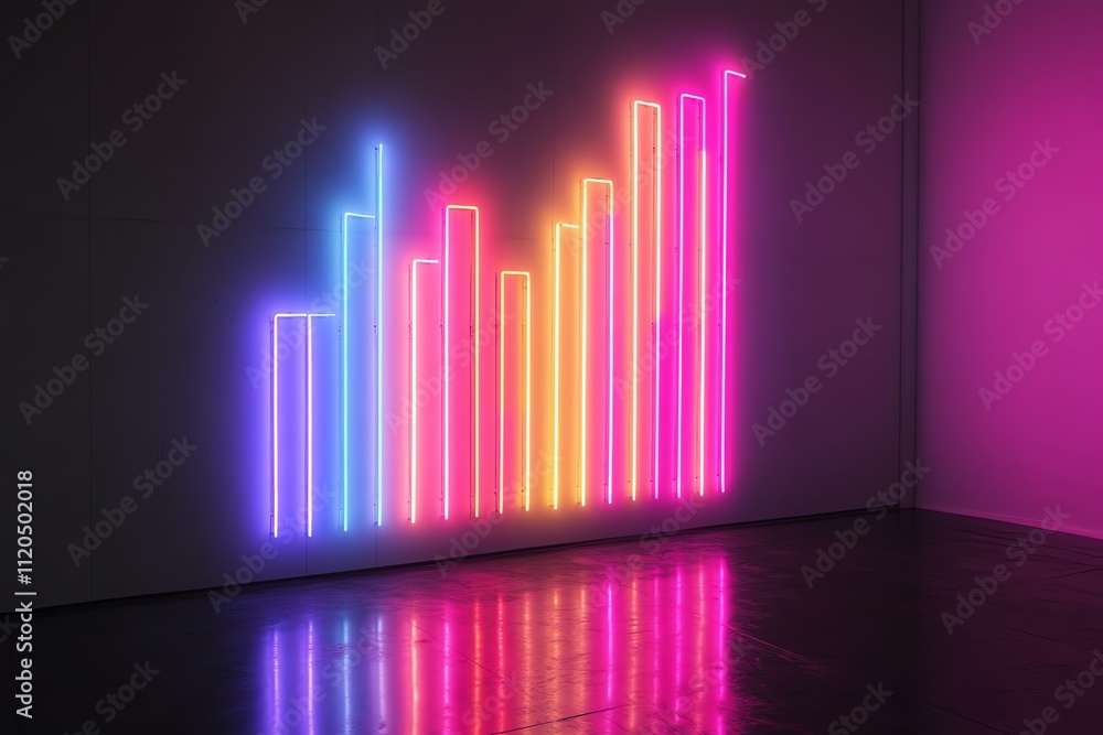 Neon Light Graph Showing Exponential Growth Neon Light Graph Showing Exponential Growth
