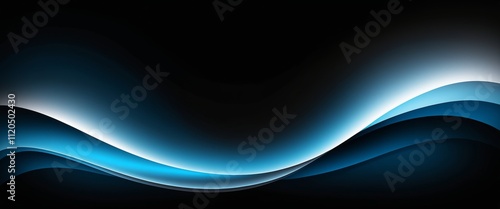 Abstract blue wave light pattern on black background design